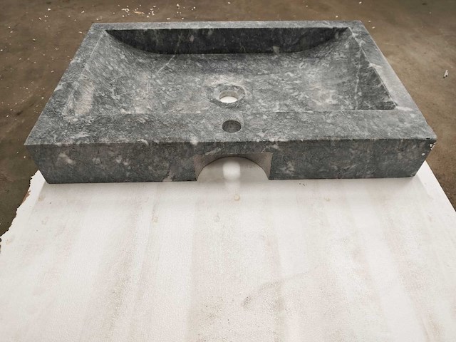 Natuursteen black marmer wastafel 70x46x10 cm - afbeelding 3 van  4