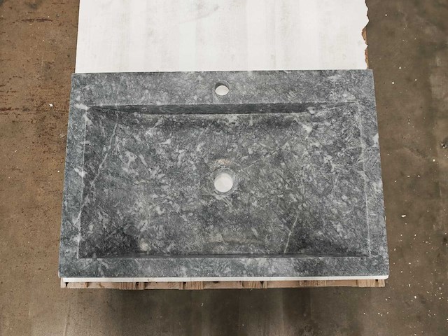 Natuursteen black marmer wastafel 70x46x10 cm - afbeelding 1 van  6