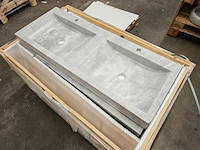 Natuursteen grey marmer dubbele wastafel 120x46x10 cm - afbeelding 4 van  6