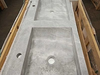 Natuursteen grey marmer dubbele wastafel 120x46x10 cm - afbeelding 6 van  6