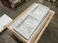 Natuursteen grey marmer dubbele wastafel 120x46x10 cm - afbeelding 5 van  6