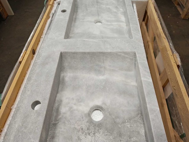 Natuursteen grey marmer dubbele wastafel 120x46x10 cm - afbeelding 6 van  6