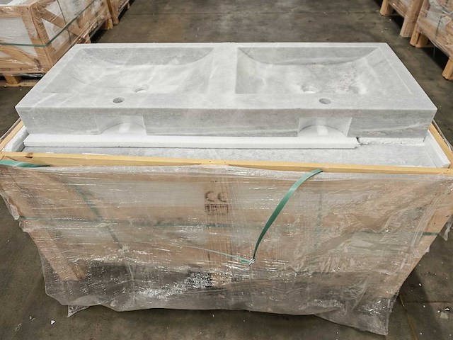 Natuursteen grey marmer dubbele wastafel 120x46x10 cm - afbeelding 3 van  6
