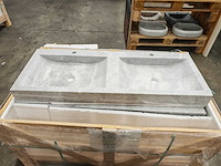 Natuursteen grey marmer dubbele wastafel 120x46x10 cm - afbeelding 2 van  6