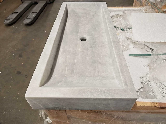 Natuursteen grey marmer wastafel 100x40x10 cm - afbeelding 3 van  7