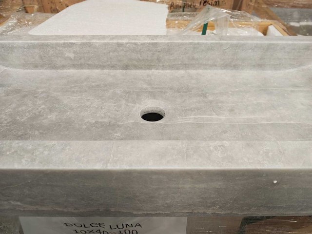 Natuursteen grey marmer wastafel 100x40x10 cm - afbeelding 5 van  7