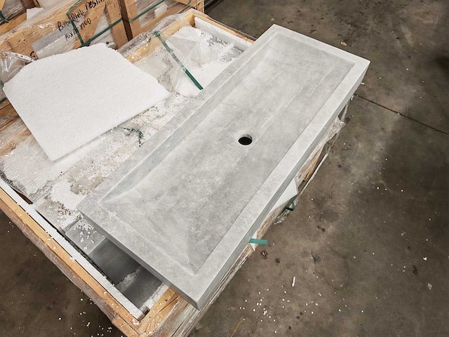 Natuursteen grey marmer wastafel 100x40x10 cm - afbeelding 2 van  3