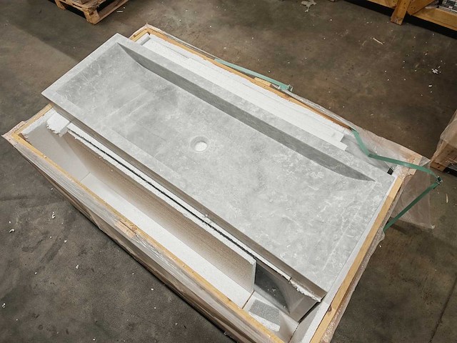 Natuursteen grey marmer wastafel 120x40x10 cm - afbeelding 2 van  4
