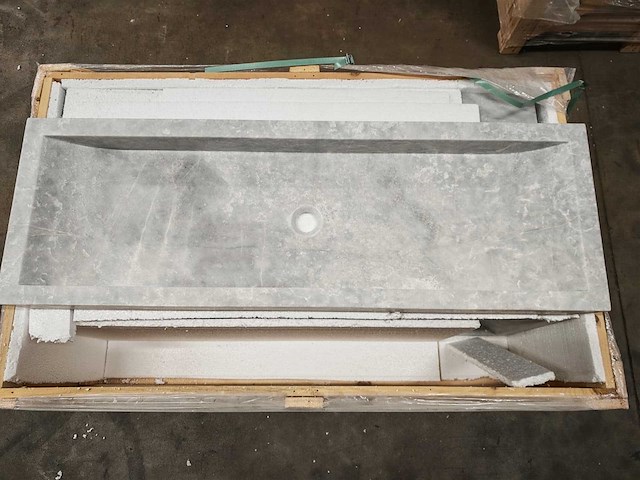 Natuursteen grey marmer wastafel 120x40x10 cm - afbeelding 3 van  5