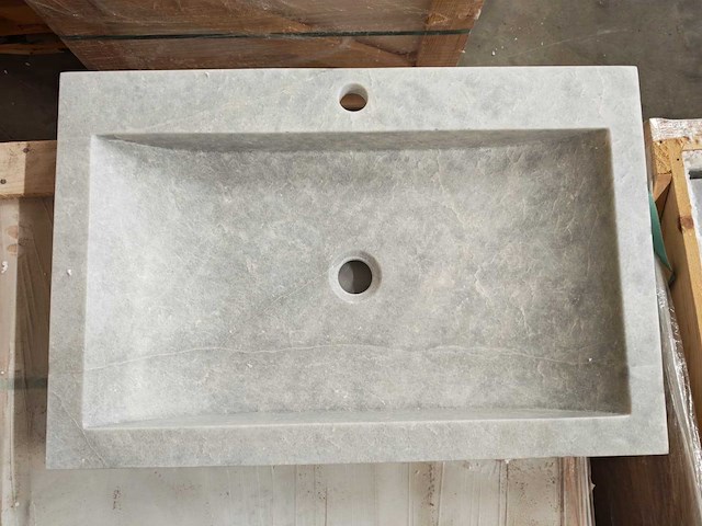 Natuursteen grey marmer wastafel 70x46x10 cm - afbeelding 1 van  4