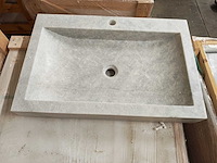 Natuursteen grey marmer wastafel 70x46x10 cm - afbeelding 2 van  4