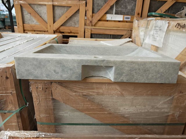 Natuursteen grey marmer wastafel 70x46x10 cm - afbeelding 4 van  4