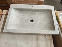Natuursteen grey marmer wastafel 70x46x10 cm - afbeelding 2 van  6