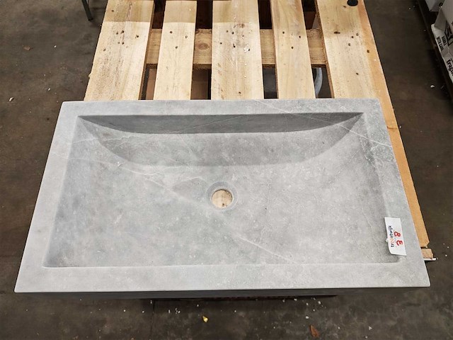 Natuursteen grijs marmer wastafel 70x40x10 cm - afbeelding 1 van  6