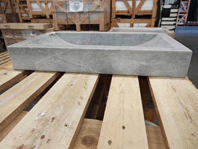 Natuursteen grijs marmer wastafel 70x40x10 cm - afbeelding 3 van  4