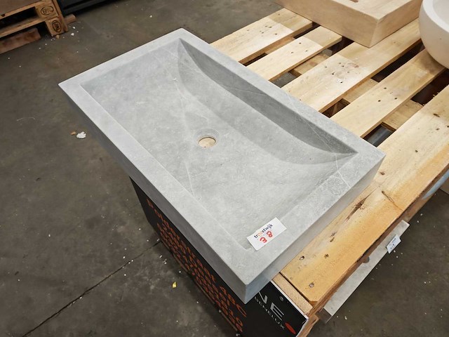 Natuursteen grijs marmer wastafel 70x40x10 cm - afbeelding 2 van  5