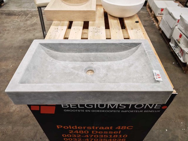 Natuursteen grijs marmer wastafel 70x40x10 cm - afbeelding 7 van  7