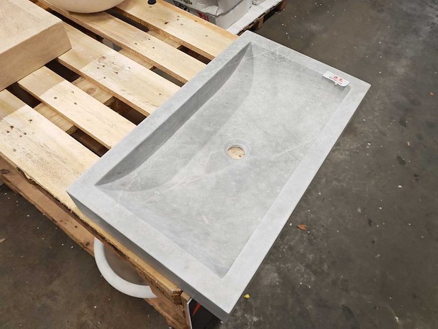 Natuursteen grijs marmer wastafel 70x40x10 cm - afbeelding 2 van  7