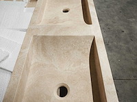 Natuursteen light travertin dubbele wastafel 120x40x10 cm - afbeelding 6 van  6
