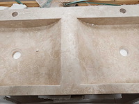 Natuursteen light travertin dubbele wastafel 120x46x10 cm - afbeelding 7 van  7