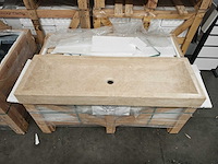 Natuursteen light travertin wastafel 120x40x10 cm - afbeelding 1 van  5