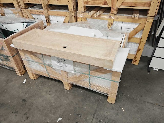 Natuursteen light travertin wastafel 120x40x10 cm - afbeelding 2 van  5