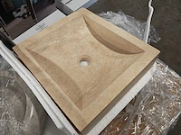 Natuursteen light travertin wastafel 45x40x10 cm - afbeelding 2 van  6