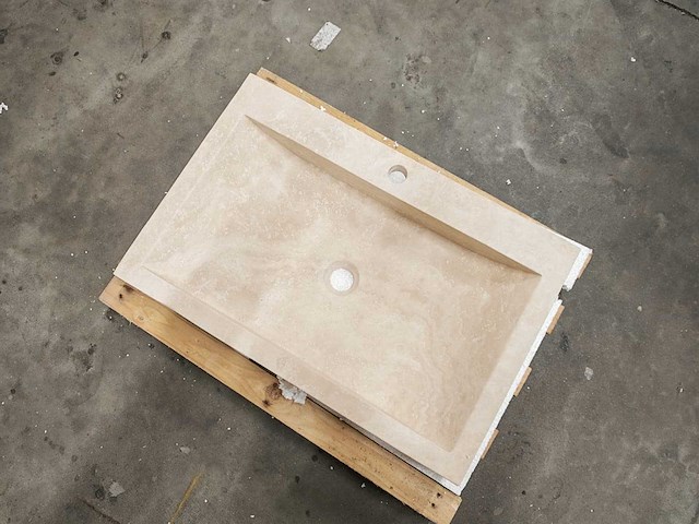 Natuursteen light travertin wastafel 70x46x10 cm - afbeelding 4 van  6