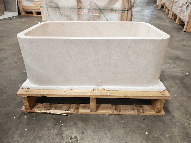 Natuursteen light travertin wastafel 76x46x26 cm - afbeelding 3 van  5