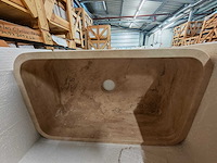 Natuursteen light travertin wastafel 76x46x26 cm - afbeelding 3 van  5