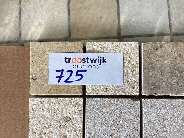 Natuursteen limestone beige mix 5x5 cm mozaïektegel 30x30 cm 50 stuks - afbeelding 1 van  7