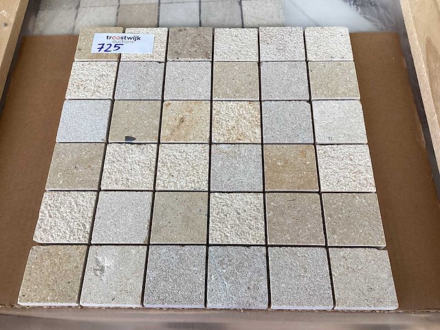 Natuursteen limestone beige mix 5x5 cm mozaïektegel 30x30 cm 50 stuks - afbeelding 5 van  8