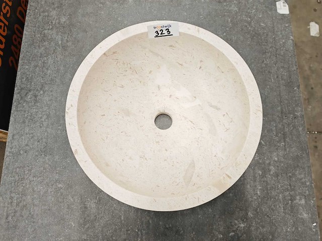 Natuursteen marmer beige waskom 40,6x15 cm - afbeelding 2 van  6