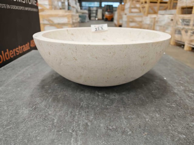 Natuursteen marmer beige waskom 40,6x15 cm - afbeelding 4 van  6