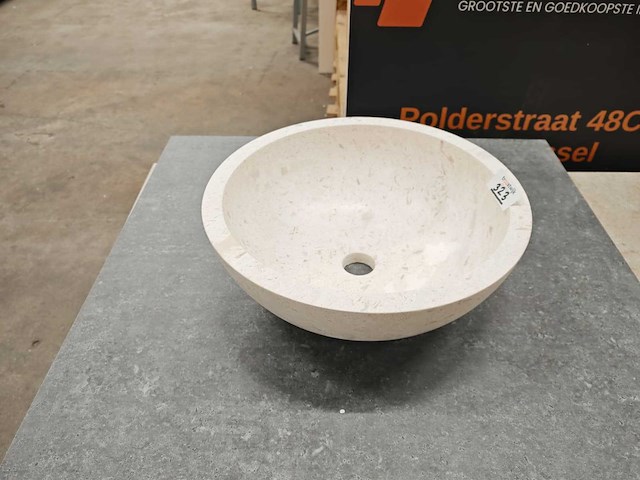 Natuursteen marmer beige waskom 40,6x15 cm - afbeelding 2 van  4