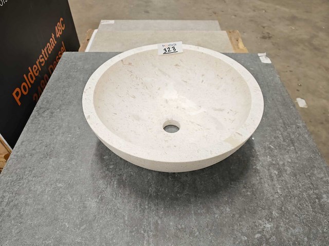 Natuursteen marmer beige waskom 40,6x15 cm - afbeelding 1 van  3