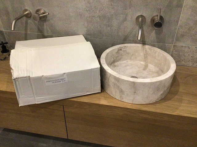 Natuursteen marmer beige wastafel 40,6x15 cm - afbeelding 2 van  2