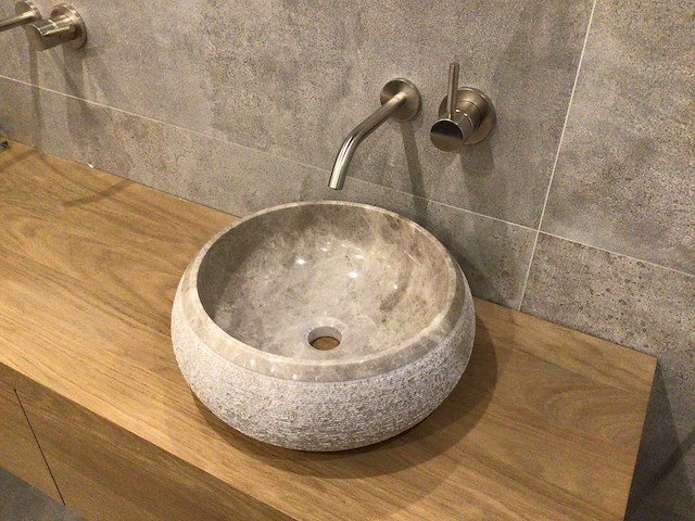 Natuursteen marmer beige wastafel 40,6x15 cm - afbeelding 3 van  5