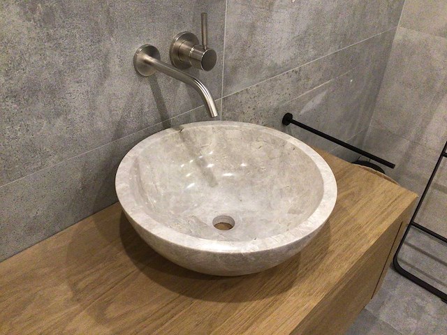 Natuursteen marmer beige wastafel 40,6x15 cm - afbeelding 4 van  5