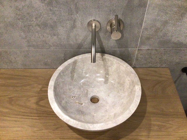 Natuursteen marmer beige wastafel 40,6x15 cm - afbeelding 1 van  4