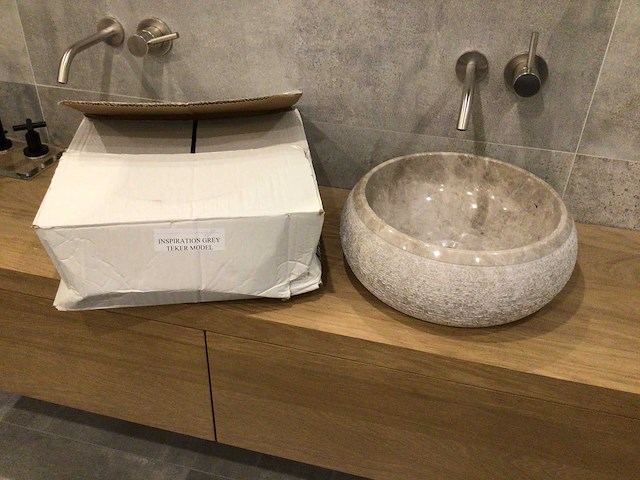 Natuursteen marmer beige wastafel 40,6x15 cm - afbeelding 4 van  4