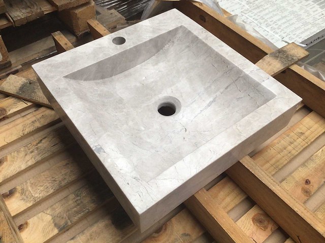 Natuursteen marmer beige wastafel 45x46 cm - afbeelding 3 van  3