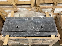 Natuursteen marmer black dubbele wastafel 120x46x10 cm - afbeelding 1 van  5