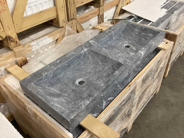 Natuursteen marmer black dubbele wastafel 120x46x10 cm - afbeelding 5 van  5