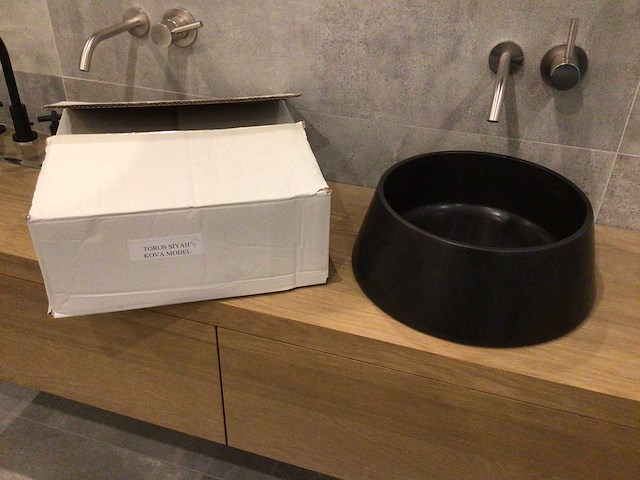 Natuursteen marmer black wastafel 40x15 cm - afbeelding 4 van  4