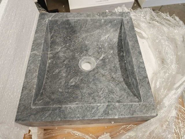 Natuursteen marmer black wastafel 45x40x10 cm - afbeelding 2 van  5