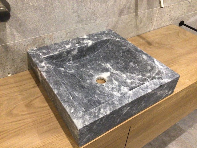 Natuursteen marmer black wastafel 45x46 cm - afbeelding 4 van  4