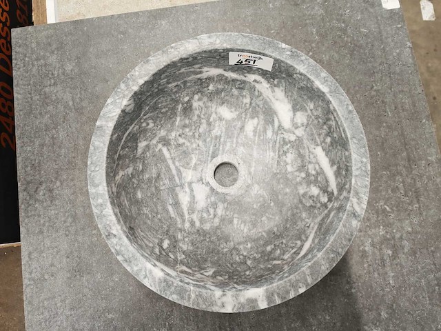 Natuursteen marmer blauw waskom 40,6x15 cm - afbeelding 1 van  8