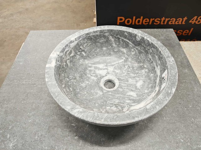 Natuursteen marmer blauw waskom 40,6x15 cm - afbeelding 5 van  8