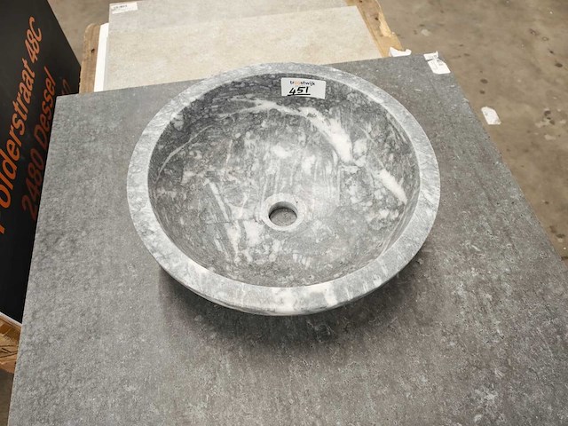 Natuursteen marmer blauw waskom 40,6x15 cm - afbeelding 2 van  6